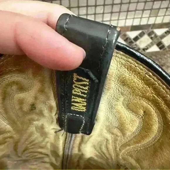 Dan Post Black Men’s Cowboy Boots 9D Western Pull On Boots Embroidered Rodeo - Picture 9 of 10